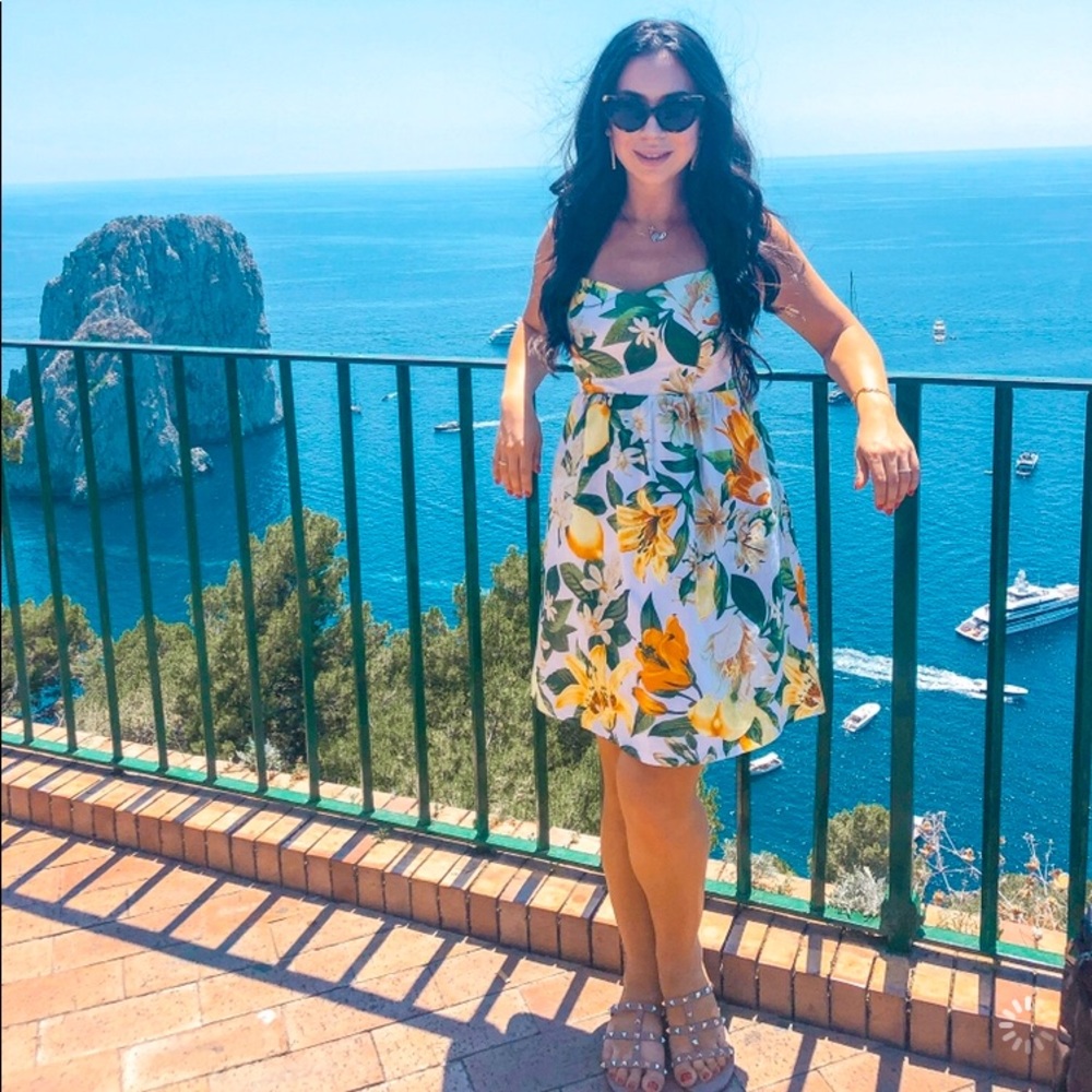 Cotton sundress lemon floral print